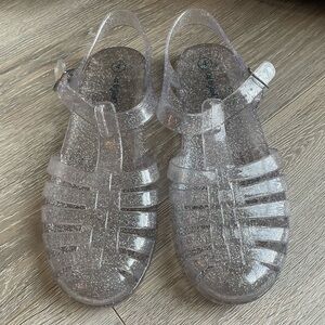 Cat & Jack Glitter Jelly Sandals clear with silver